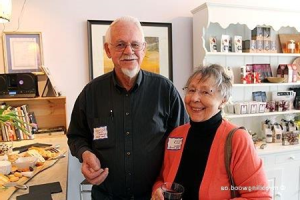 Bernard and Helga Schimmel next to cheeseboard